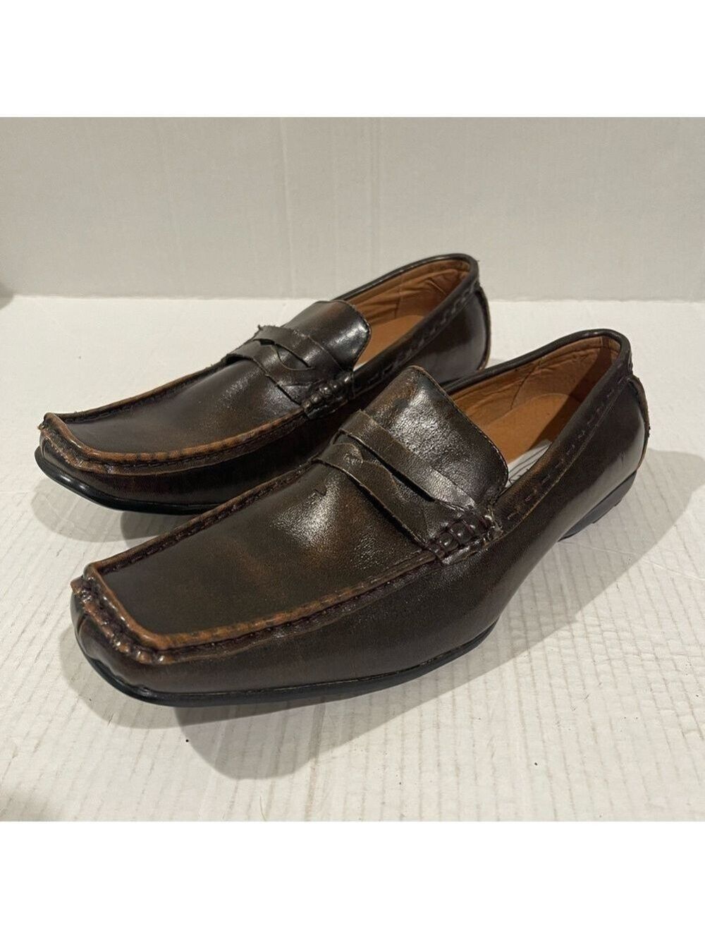 Men’s Bravo Carrera Brown Leather Slip On Oxford Size 9 US! - Picture 3 of 9